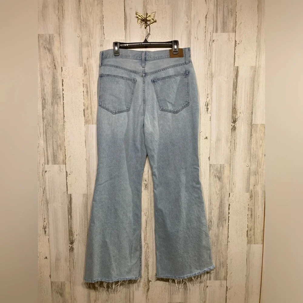 Madewell Luzon Wash Distressed Blue Baggy Flare Jeans Denim Size 31 - Picture 8 of 13